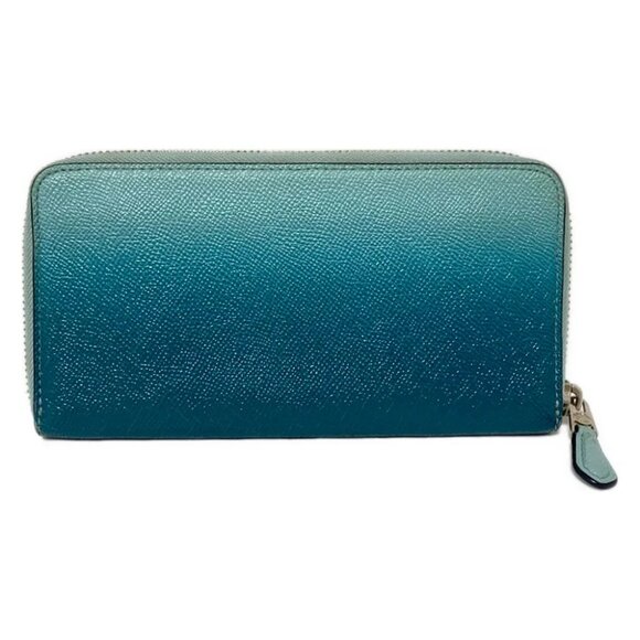Auth COACH - F22808 Blue Green Leather Long Wallet - Picture 5 of 7